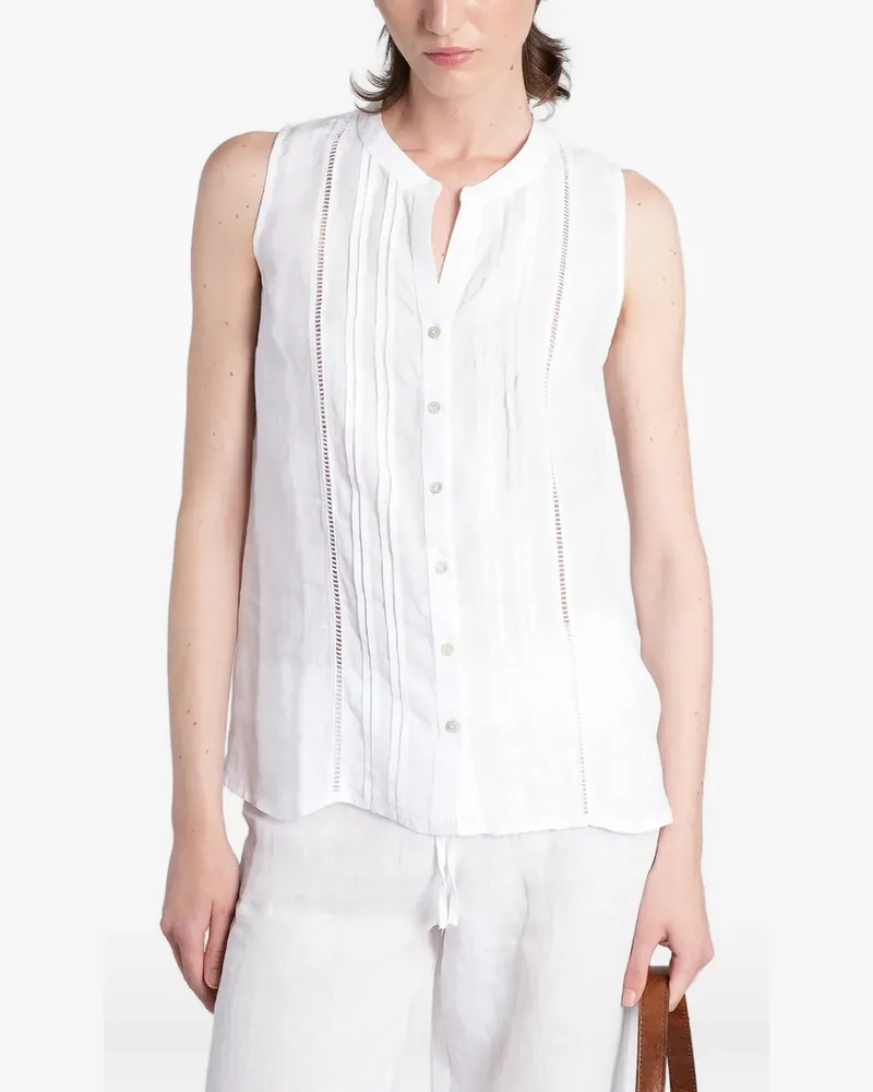 120% Lino pin-tucked open-knit blouse - Weiß Weiß