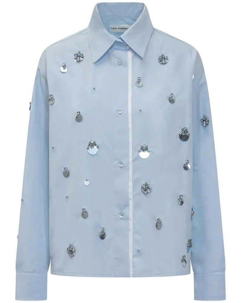 Des Phemmes Hemd mit Kristallen - Blau Blau