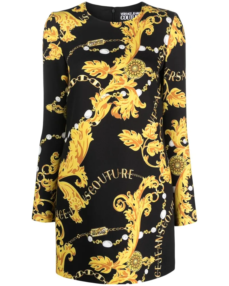 Versace Jeans Minikleid mit Barock-Print - Schwarz Schwarz