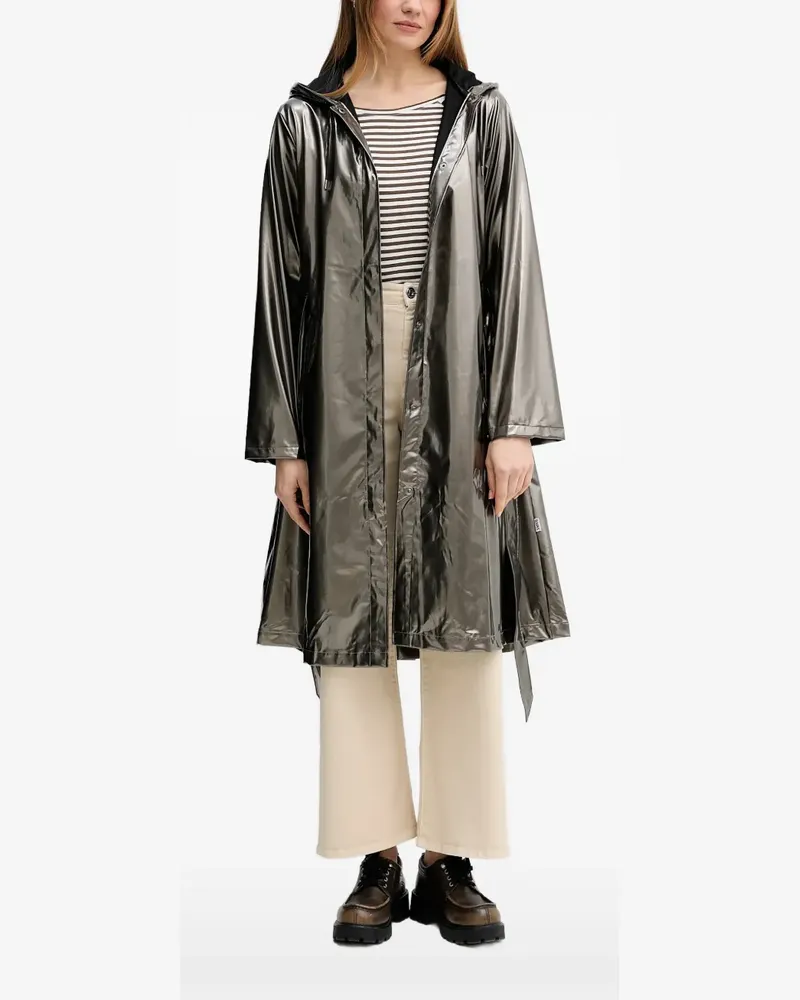 RAINS hooded belted coat - Grau Grau