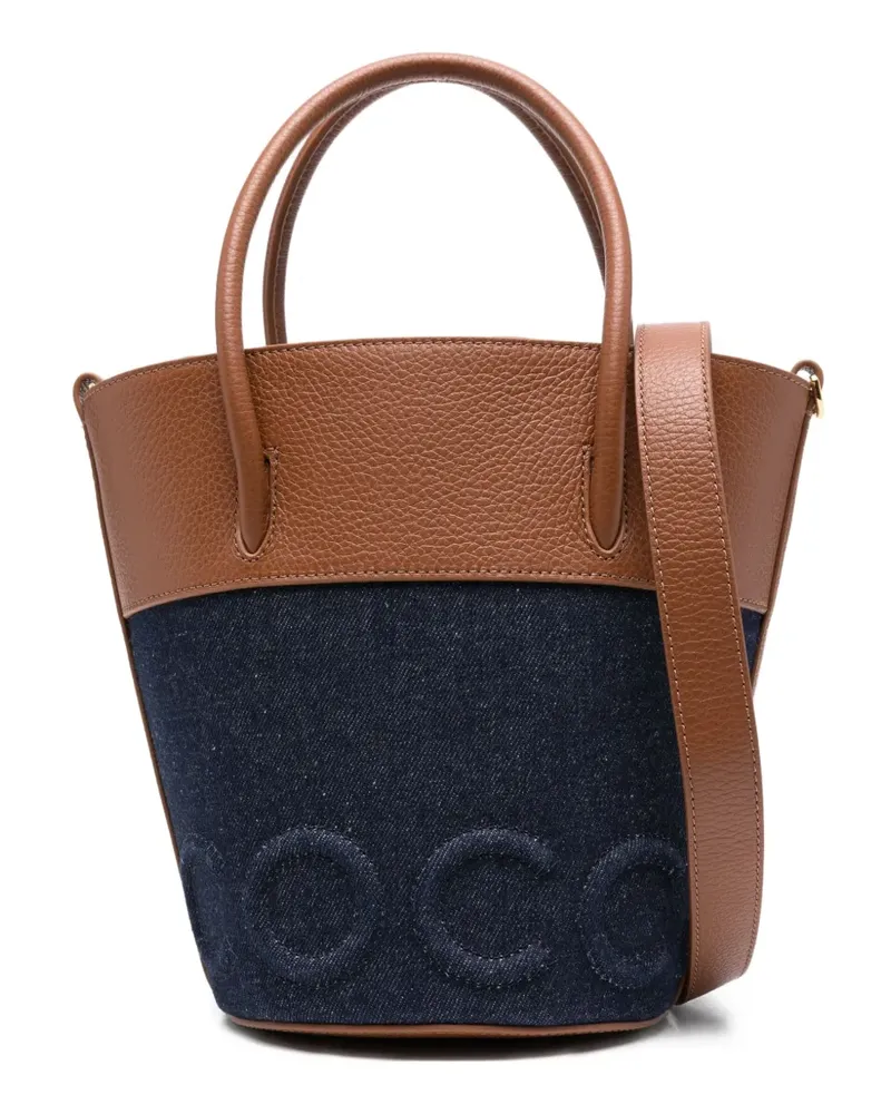 Coccinelle Mittelgroße Myrtha Jeans-Beuteltasche mit Logo - Blau Blau
