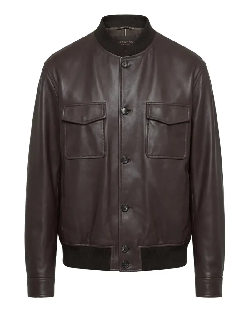 Slowear Lederjacke mit Knopfverschluss - Braun Braun