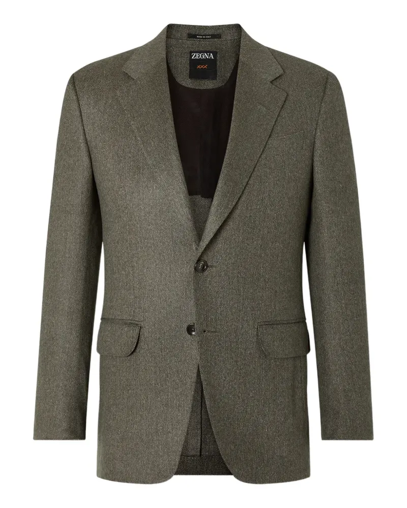Ermenegildo Zegna dark olive-green and light taupe cashmere jacket - Grün Grün