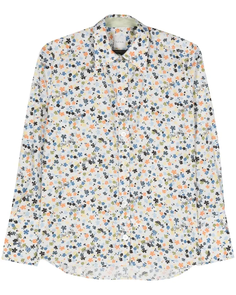 Paul Smith Popeline-Hemd mit Blumen-Print Weiß