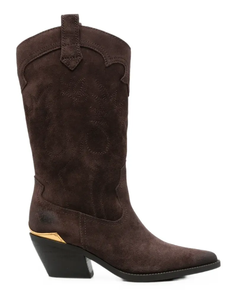 Liu Jo embroidered leather boots - Braun Braun
