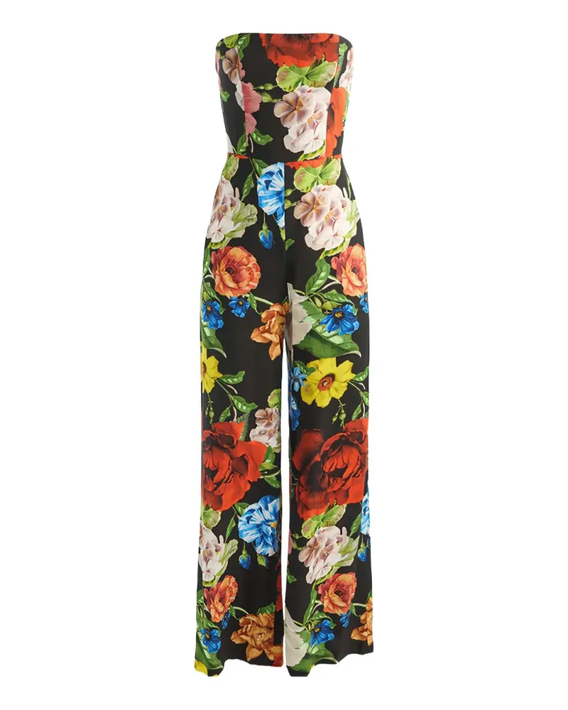 Alice + Olivia Beatriz floral-print strapless jumpsuit - Schwarz Schwarz