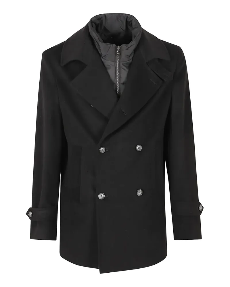 BARBA Mantel im Layering-Look - Schwarz Schwarz