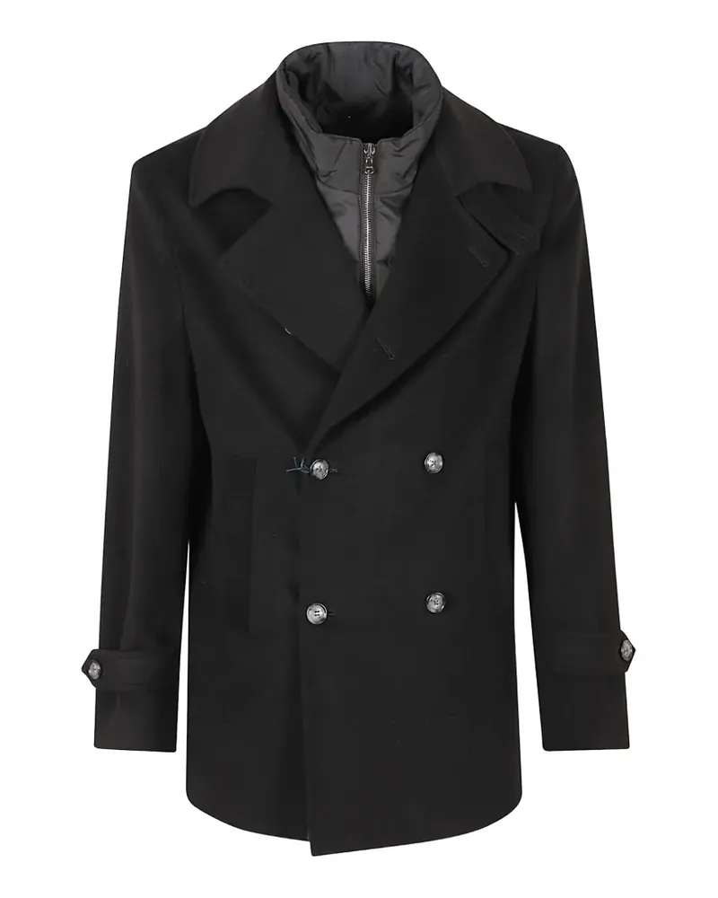 BARBA Mantel im Layering-Look - Schwarz Schwarz