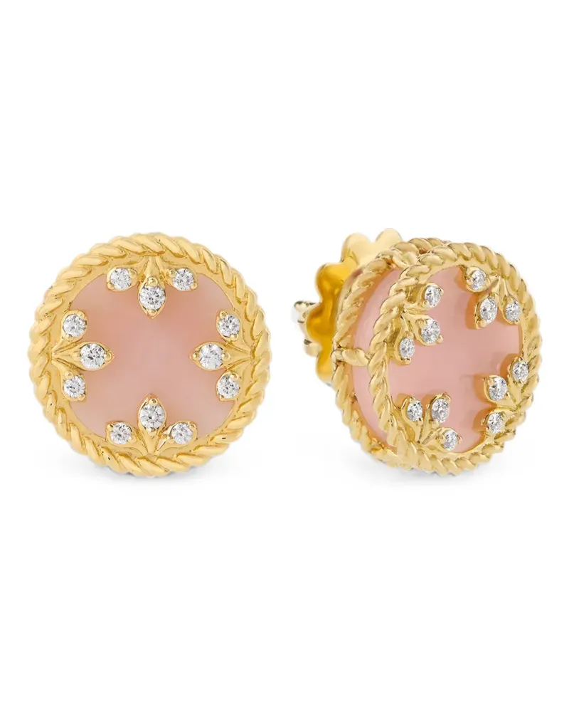 Roberto Coin Venetian Medallions pink opal and diamond earrings - Gold Gold