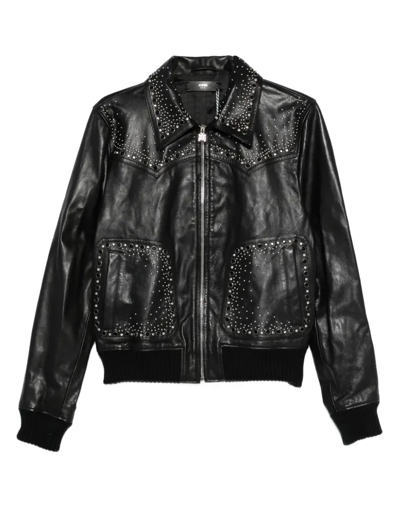 Amiri Lederjacke mit Kristallen - Schwarz Schwarz