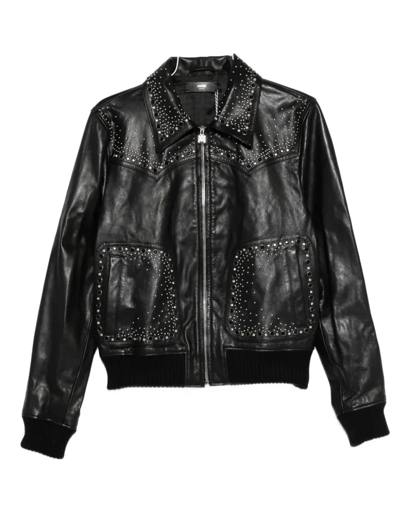 Amiri Lederjacke mit Kristallen - Schwarz Schwarz