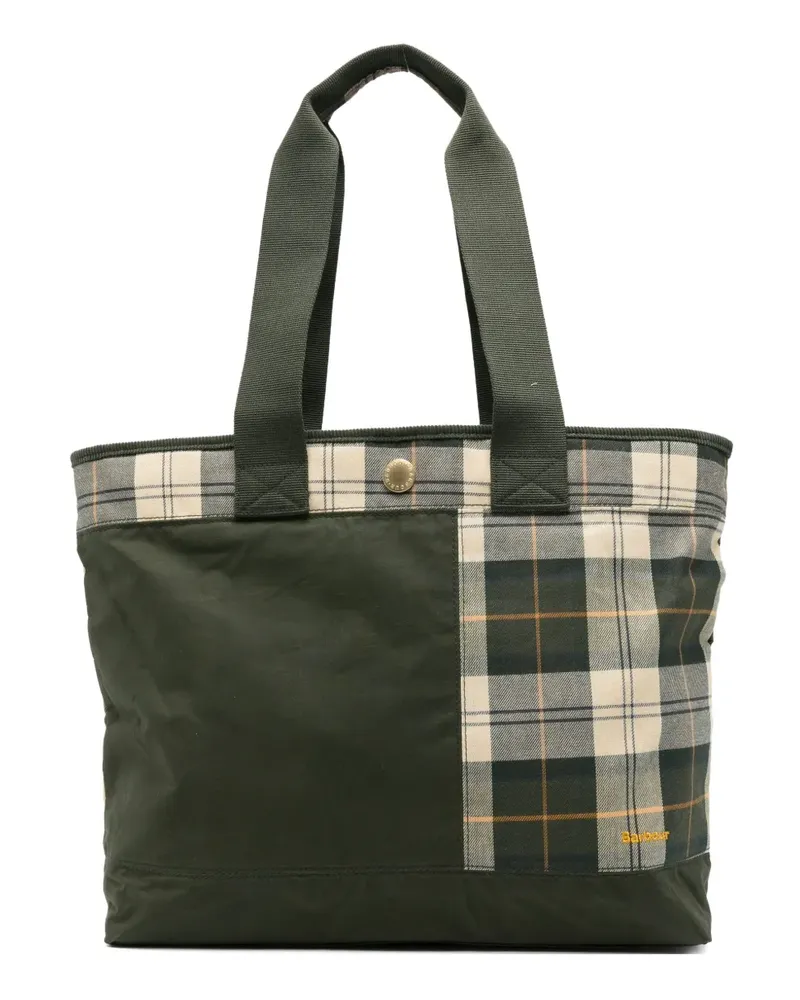Barbour check-panel tote bag - Grün Grün