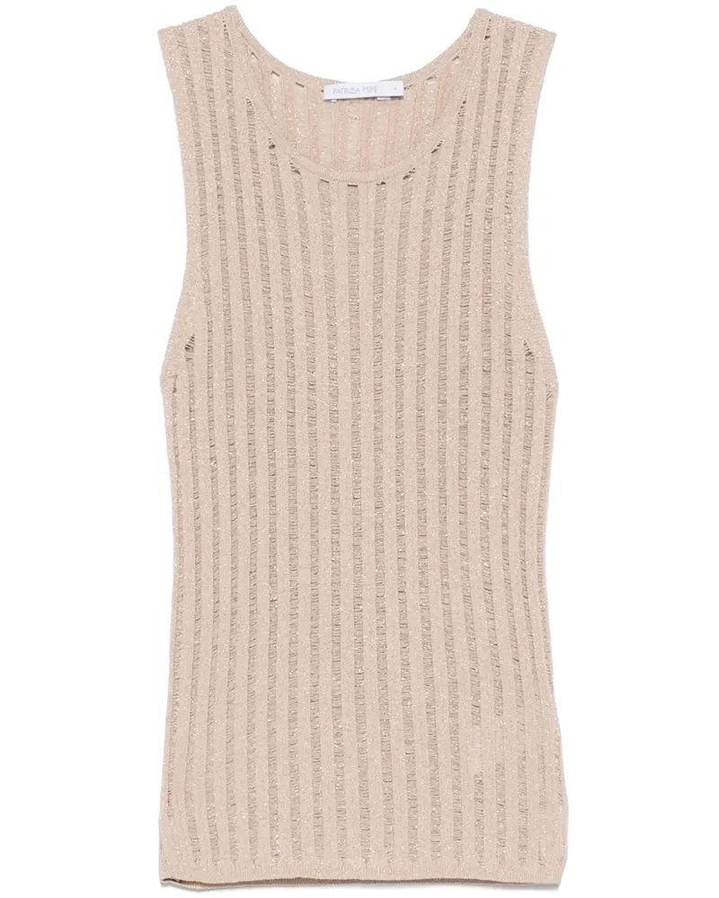 Patrizia Pepe Oberteil mit Lochstrickmuster - Nude Nude