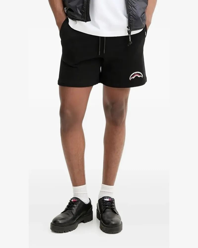 Sprayground Kordelzug-Shorts mit Hai-Logo - Schwarz Schwarz