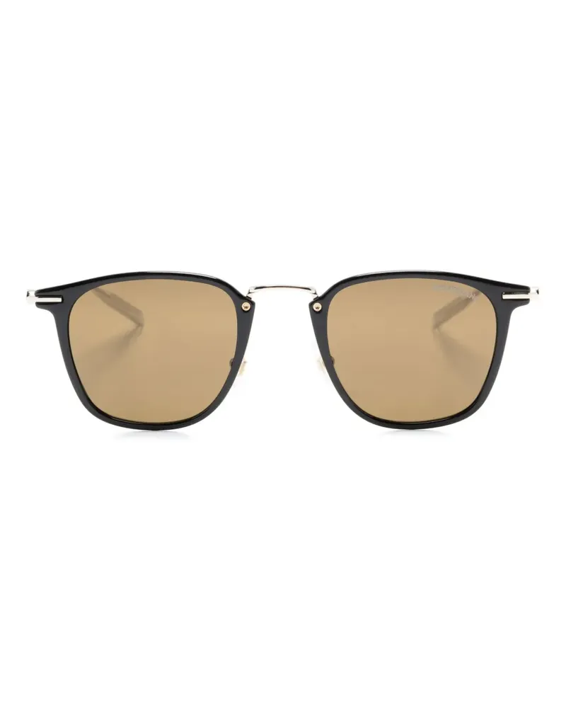 Montblanc Eckige Sonnenbrille mit Logo-Schild - Braun Braun