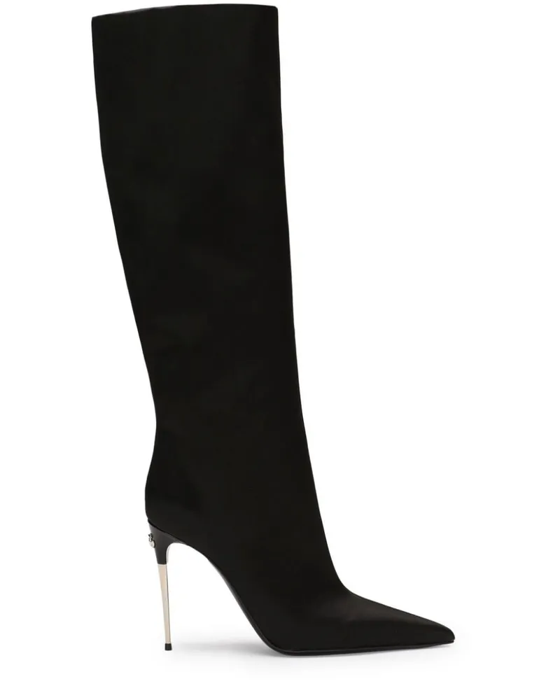 Dolce & Gabbana Stiefel mit Logo-Schild - Schwarz Schwarz