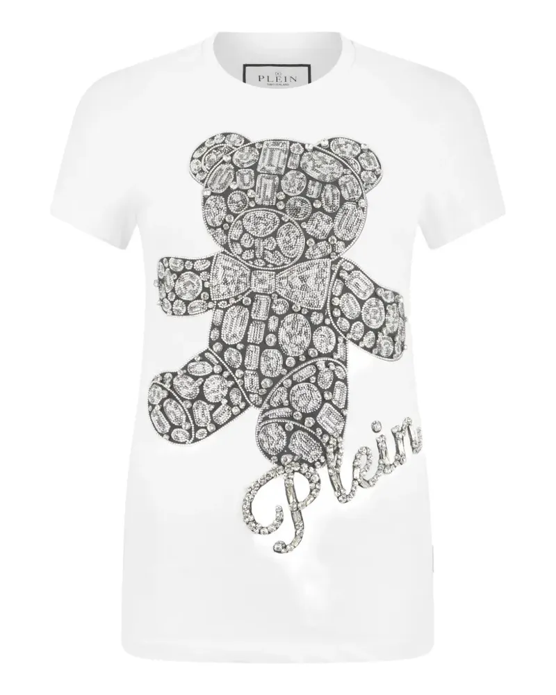 Philipp Plein T-Shirt mit Teddy - Weiß Weiß