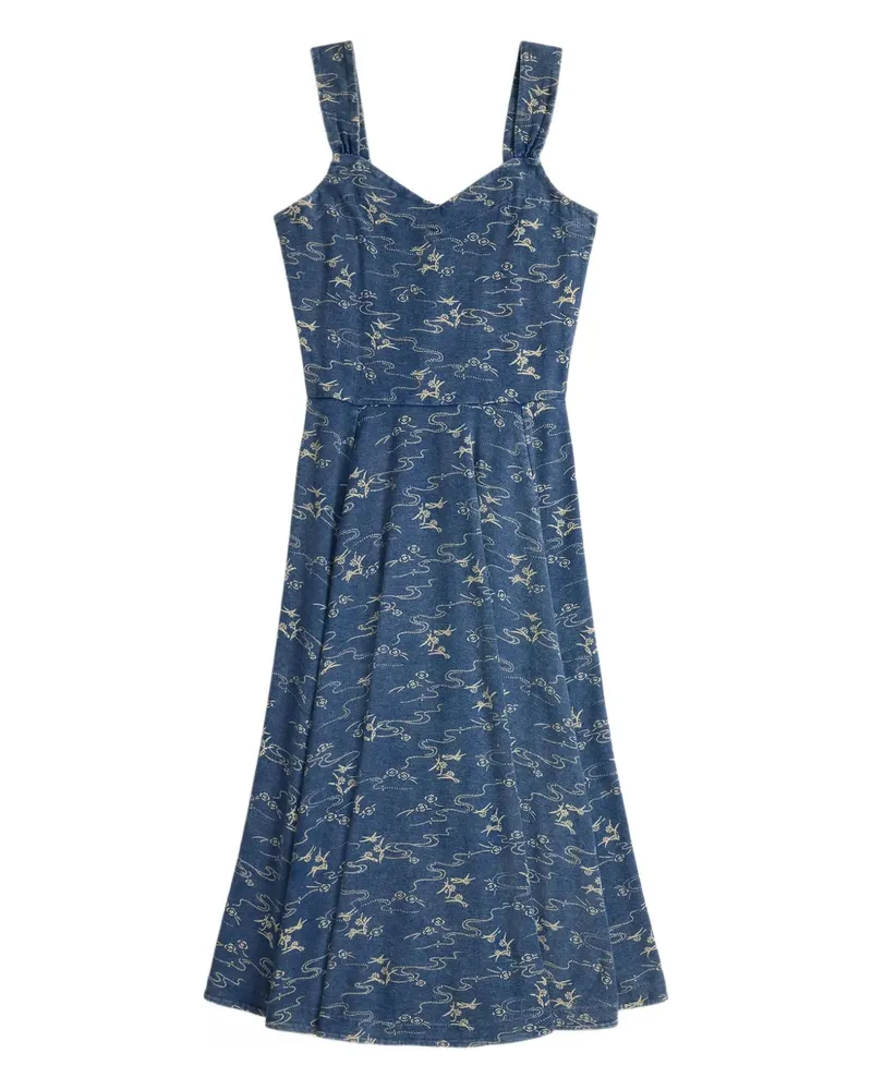 Ralph Lauren Midikleid mit Blumen-Print - Blau Blau
