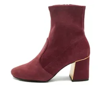 Wildlederstiefel mit Blockabsatz - Rot