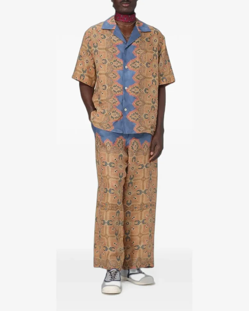 Valentino Garavani printed linen trousers - Nude Nude