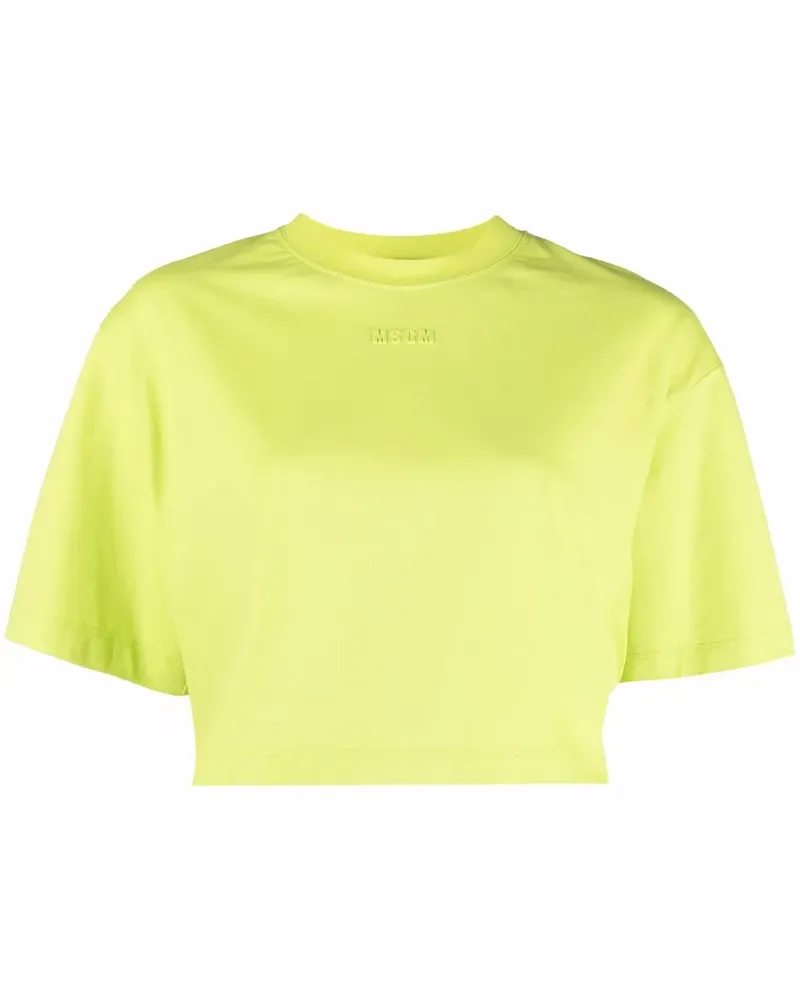MSGM Cropped-T-Shirt mit Logo-Print - Grün Grün