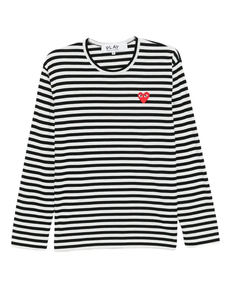 Comme des Garçons T-Shirt mit Herzstickerei - Schwarz Schwarz