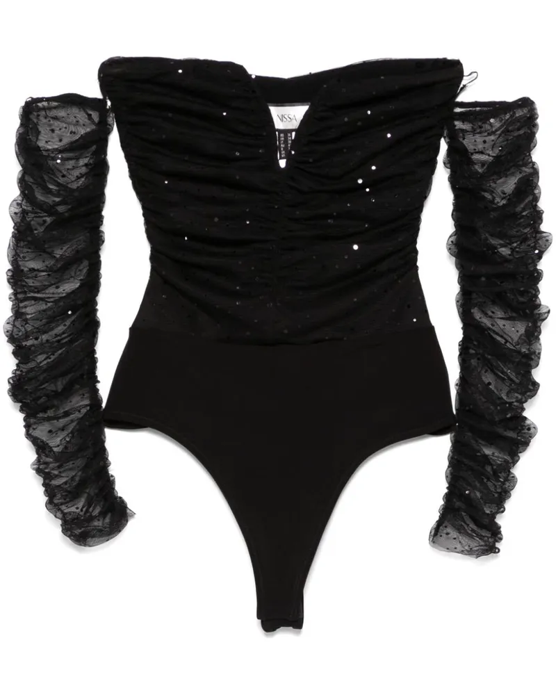 NISSA Gepunkteter Body - Schwarz Schwarz