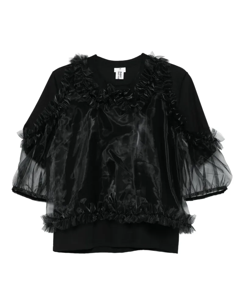 Noir Kei Ninomiya ruffled overlay top - Schwarz Schwarz