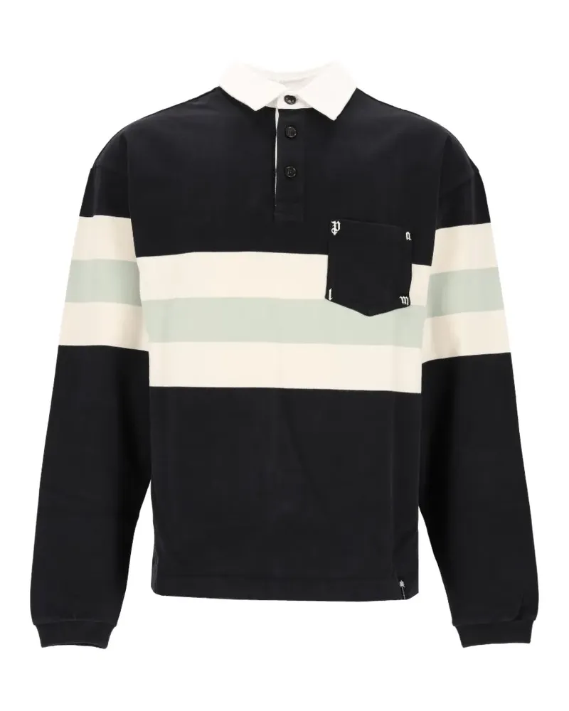 Palm Angels Gestreiftes Palm Type Poloshirt - Schwarz Schwarz