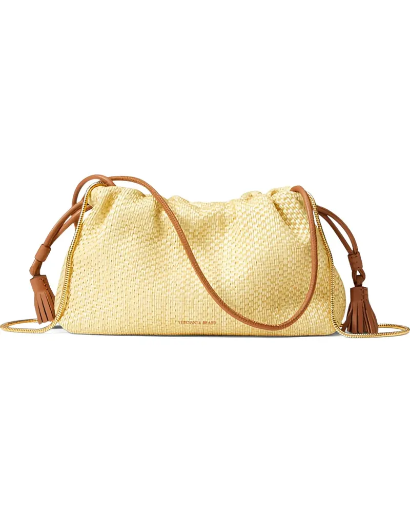 Veronica Beard Kleine Satchel-Tasche aus Raffiabast - Nude Nude