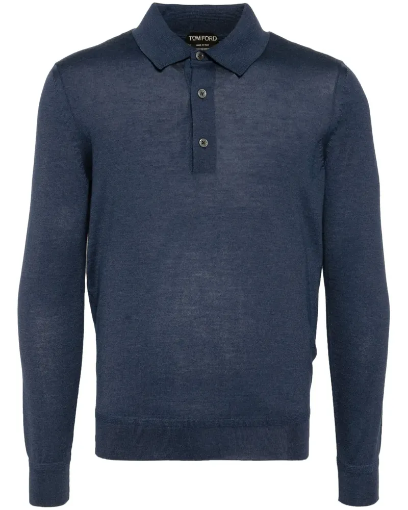 Tom Ford Langärmeliges Poloshirt - Blau Blau