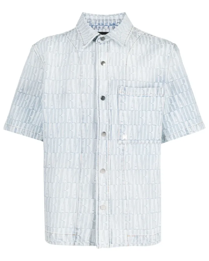 Amiri Jeanshemd mit Jacquard-Logo - Blau Blau
