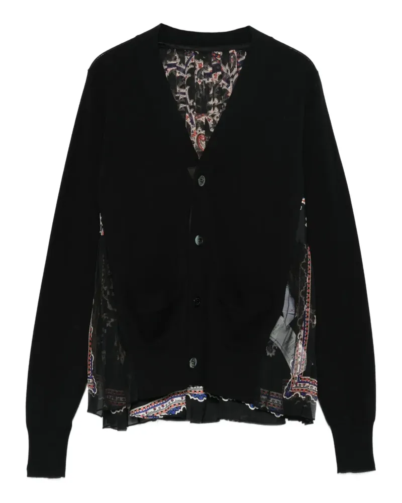 Sacai Cardigan mit Paisleymuster - Schwarz Schwarz
