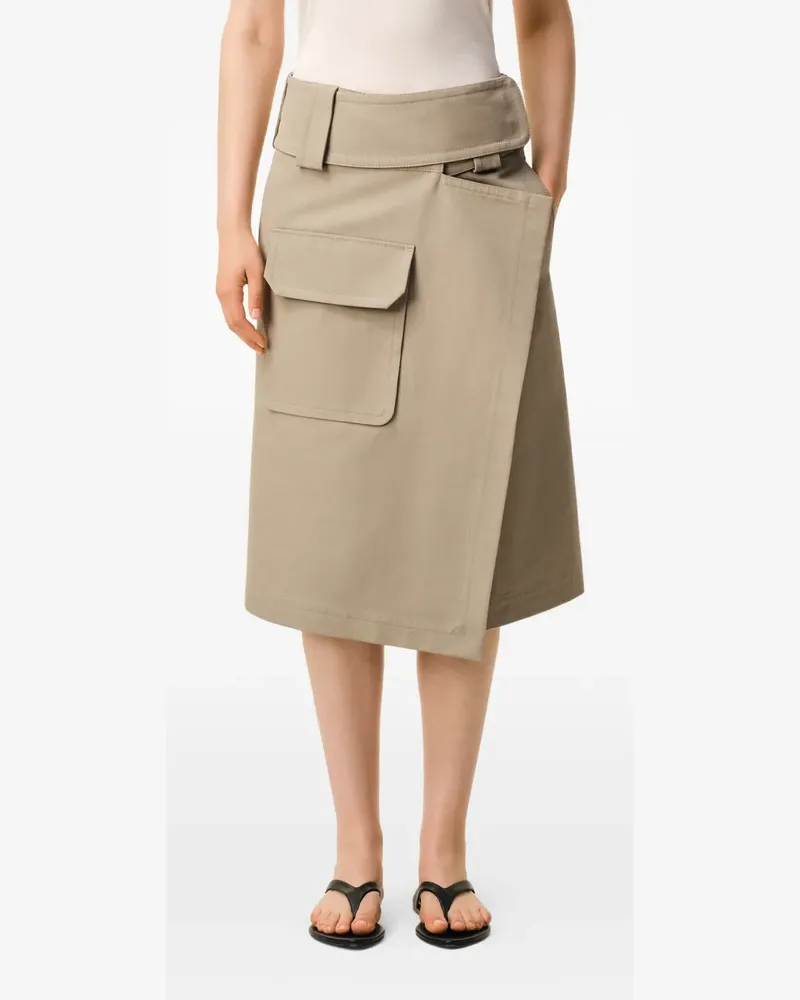 AMI Paris Gewickelter Midirock mit Gürtel - Nude Nude