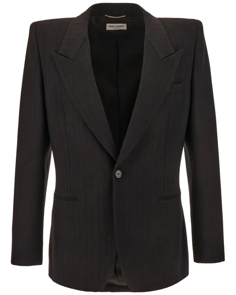 Saint Laurent Strukturiertes Sakko - Schwarz Schwarz