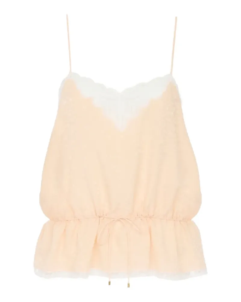Chloé Tanktop aus Seidenjacquard und Spitze mit Kordelzug - Nude Nude
