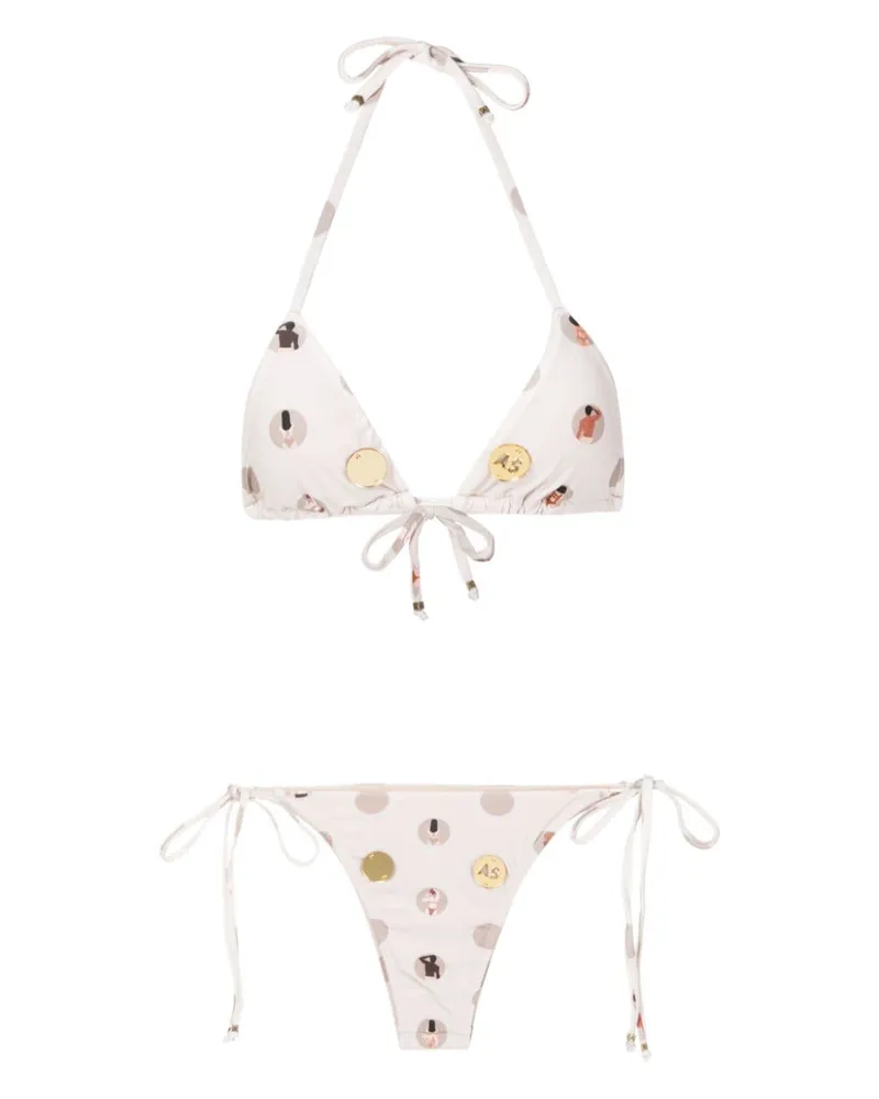 Amir Slama Neckholder-Bikini mit grafischem Print - Nude Nude