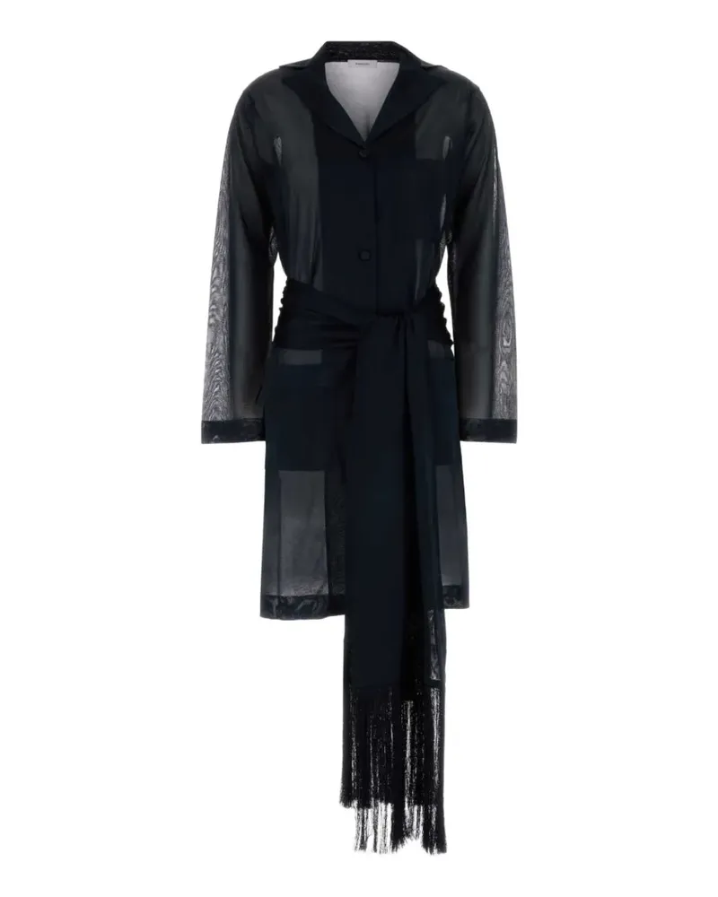 Ferragamo fringe-trimmed sheer cardigan - Blau Blau