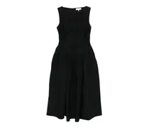 Midikleid mit Blumenstickerei - Schwarz