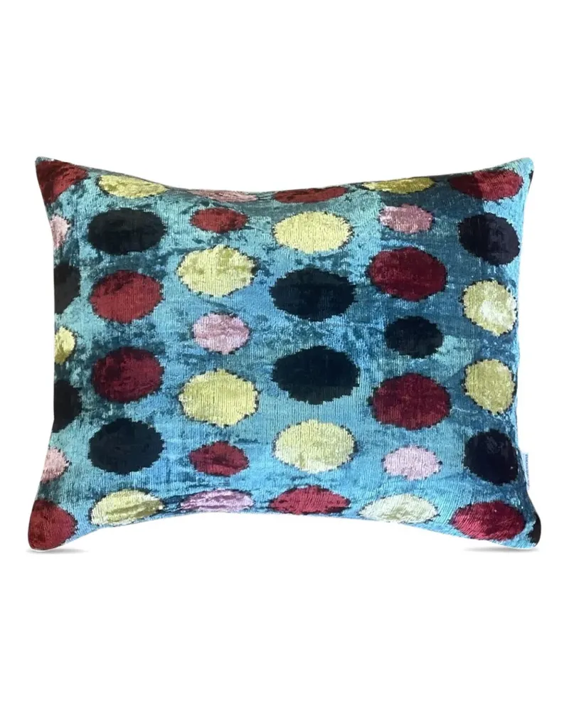 Les-Ottomans Kissen aus Samt mit ovalem Motiv - Blau Blau