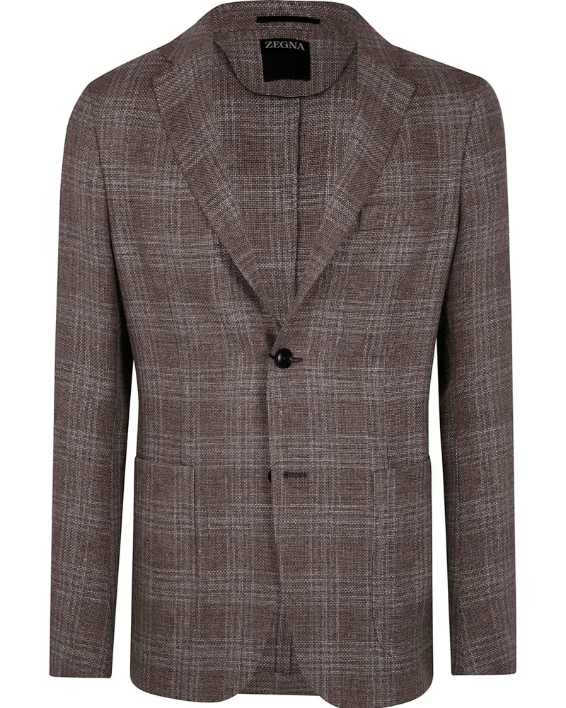 Ermenegildo Zegna Sakko mit Karomuster - Braun Braun