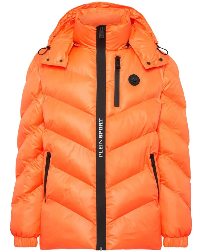 Philipp Plein Gefütterte Jacke mit Logo-Patch Orange