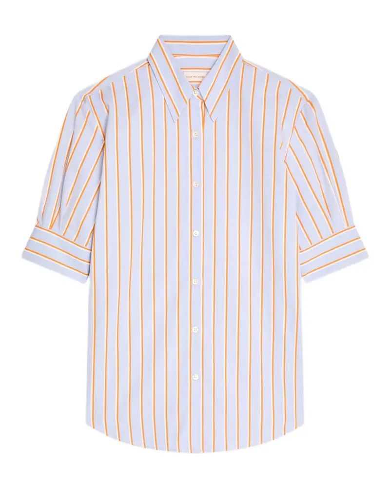 Dries van Noten Gestreiftes Hemd mit Umschlag - Blau Blau