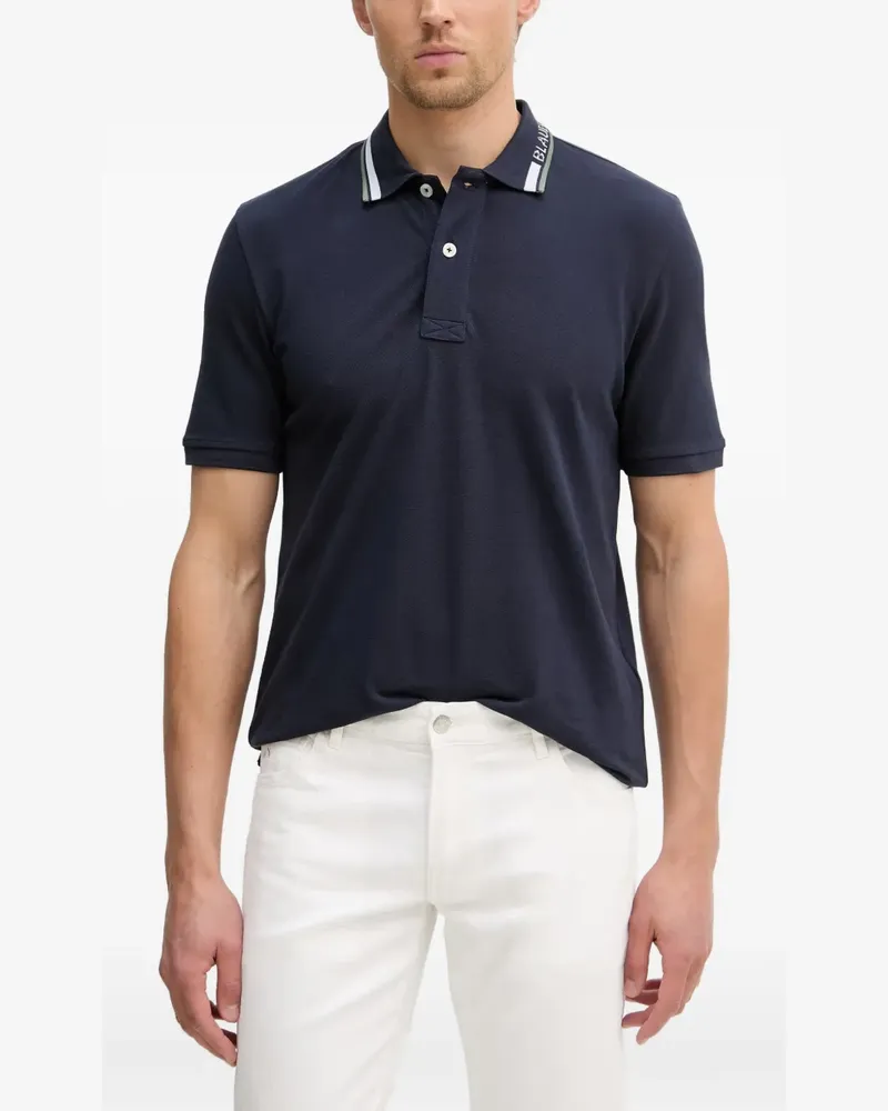 Blauer Poloshirt mit Logo-Patch Blau