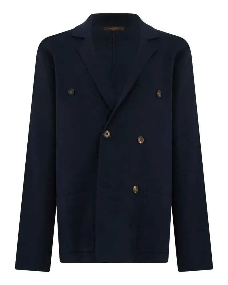 Slowear double-breasted knitted blazer - Blau Blau