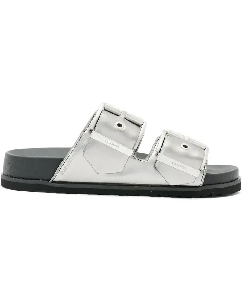 AllSaints Pantoletten im Metallic-Look - Silber Silber