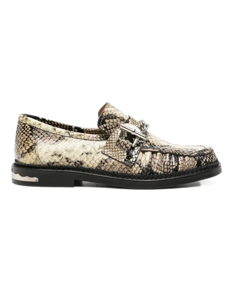 Toga snake-effect chain-detail loafers - Nude Nude