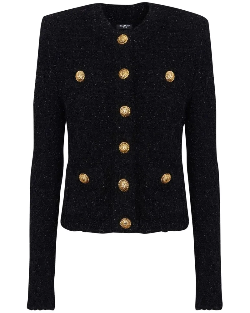 Balmain Geknöpfte Jacke aus Tweed - Schwarz Schwarz