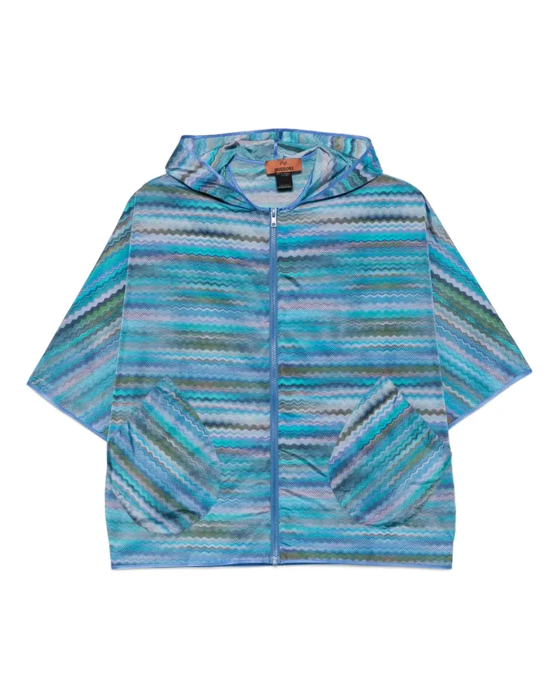 Missoni zigzag-print hooded jacket - Blau Blau