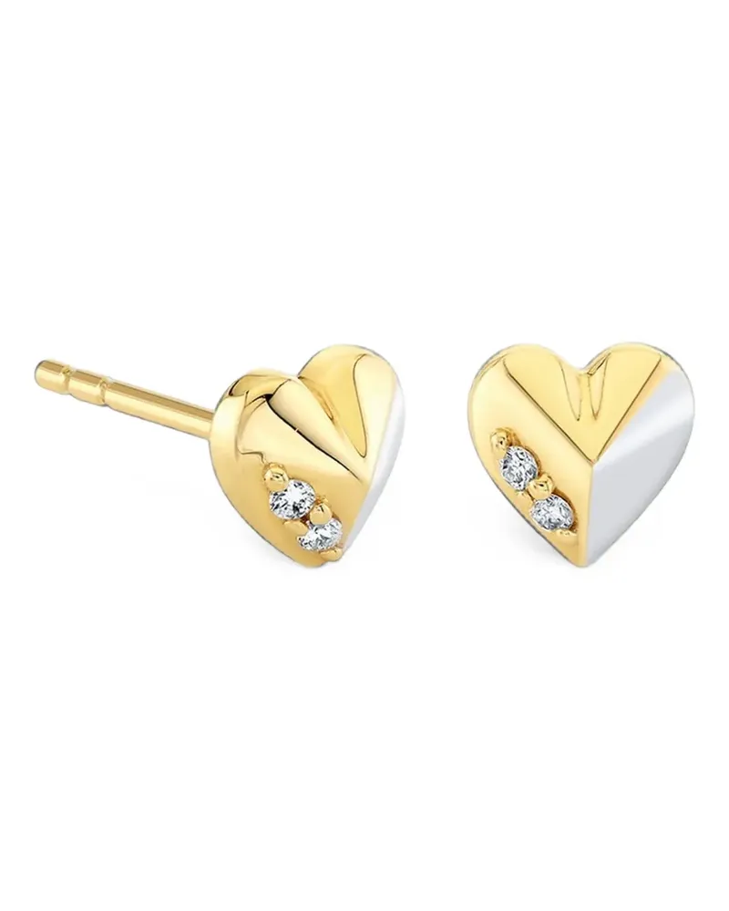 Sydney Evan Pyramid Heart Ohrstecker mit Diamant - Gold Gold